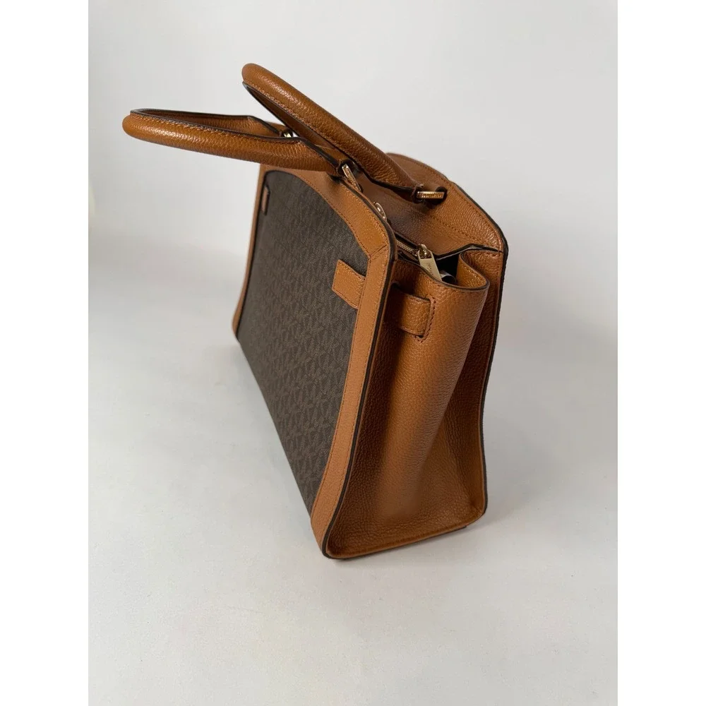 Michael Kors Karson‎ Satchel Brown Signature MK Logo Acorn Leather Handbag